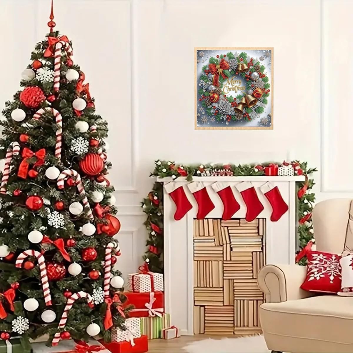 Merry Christmas Diamond Art Kits for Adult, 11 x 7.5 x 0.65 inches, WCM010