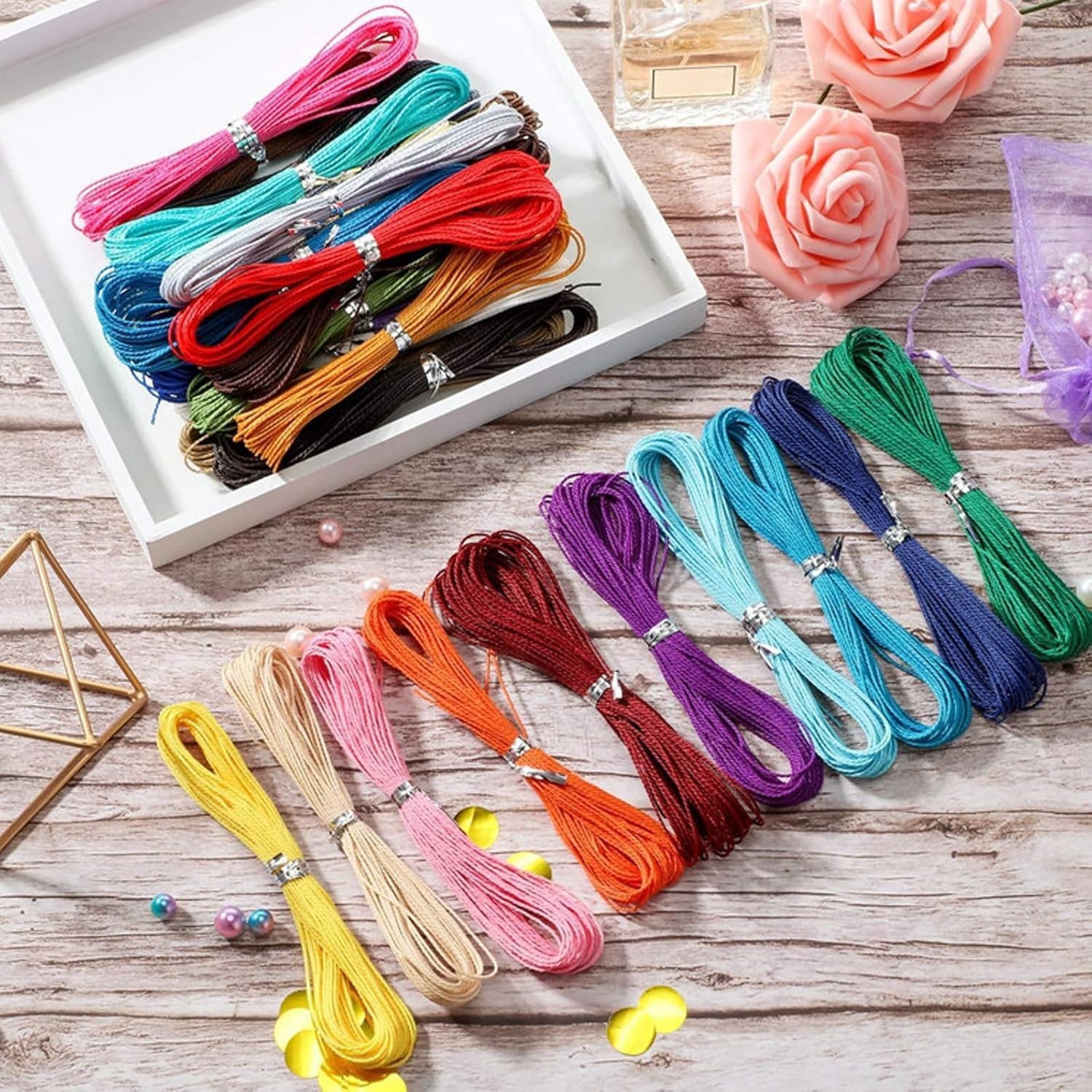 40 Colors 1mm Waxed Polyester Cord 437 Yard for Bracelet Necklace DIY