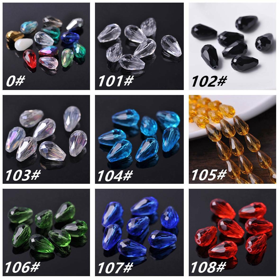 Teardrop Faceted Crystal Glass Loose Crafts Beads lot 5×3 7×5 12×8 15×10 18x12mm