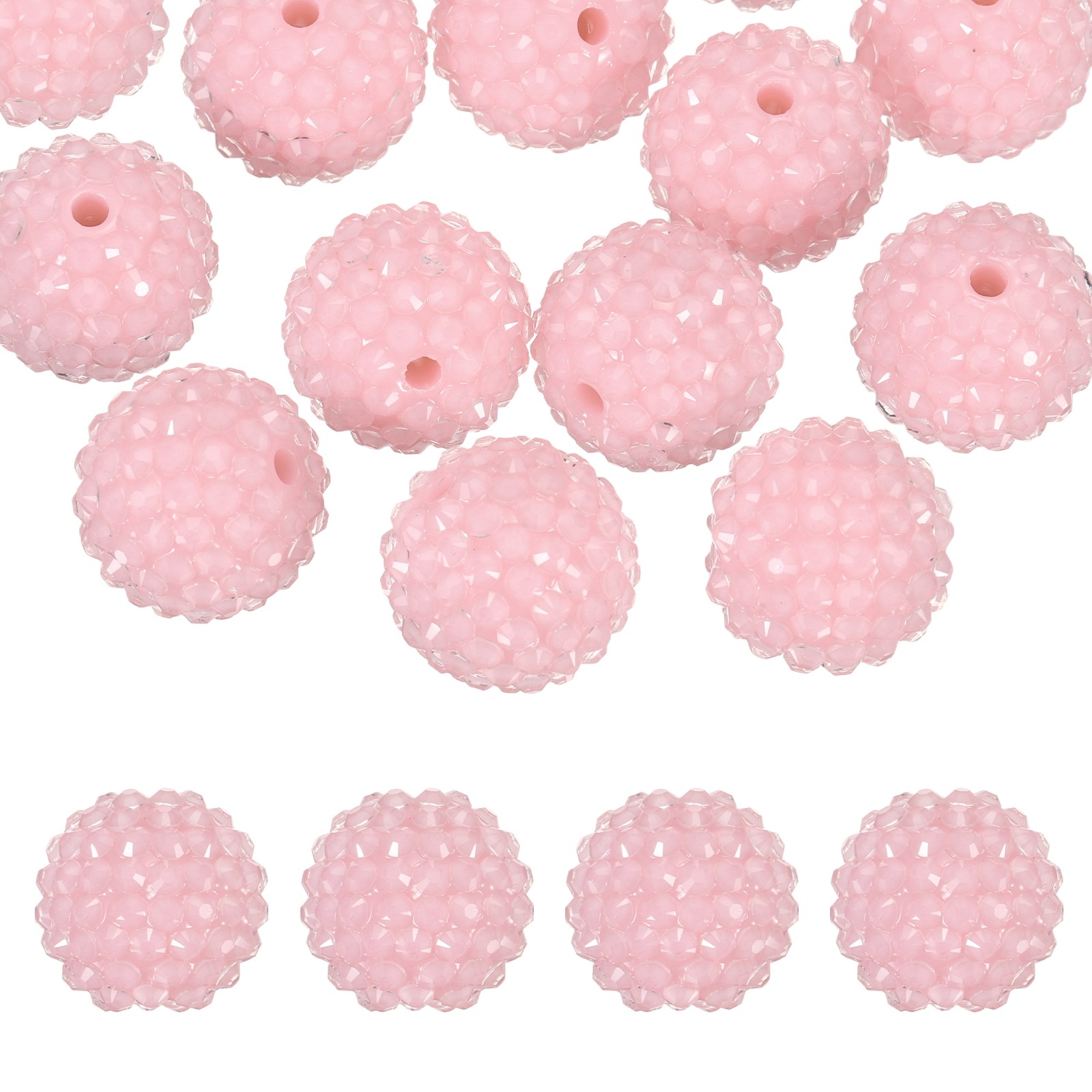 20mm Resin Rhinestone Beads for Beadable Pen, 20 Pack Light Pink