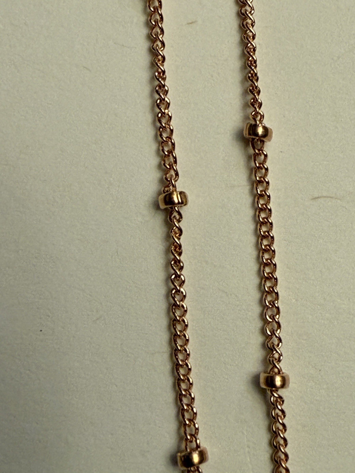 Rose gold 14kt gold filled 1mm satellite curb chain with spring ring 18″