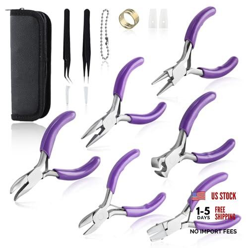 6pc Mini Jewelry Pliers Set – Double Nose (Round, Long), Flat Jaw, 6PCS A Set