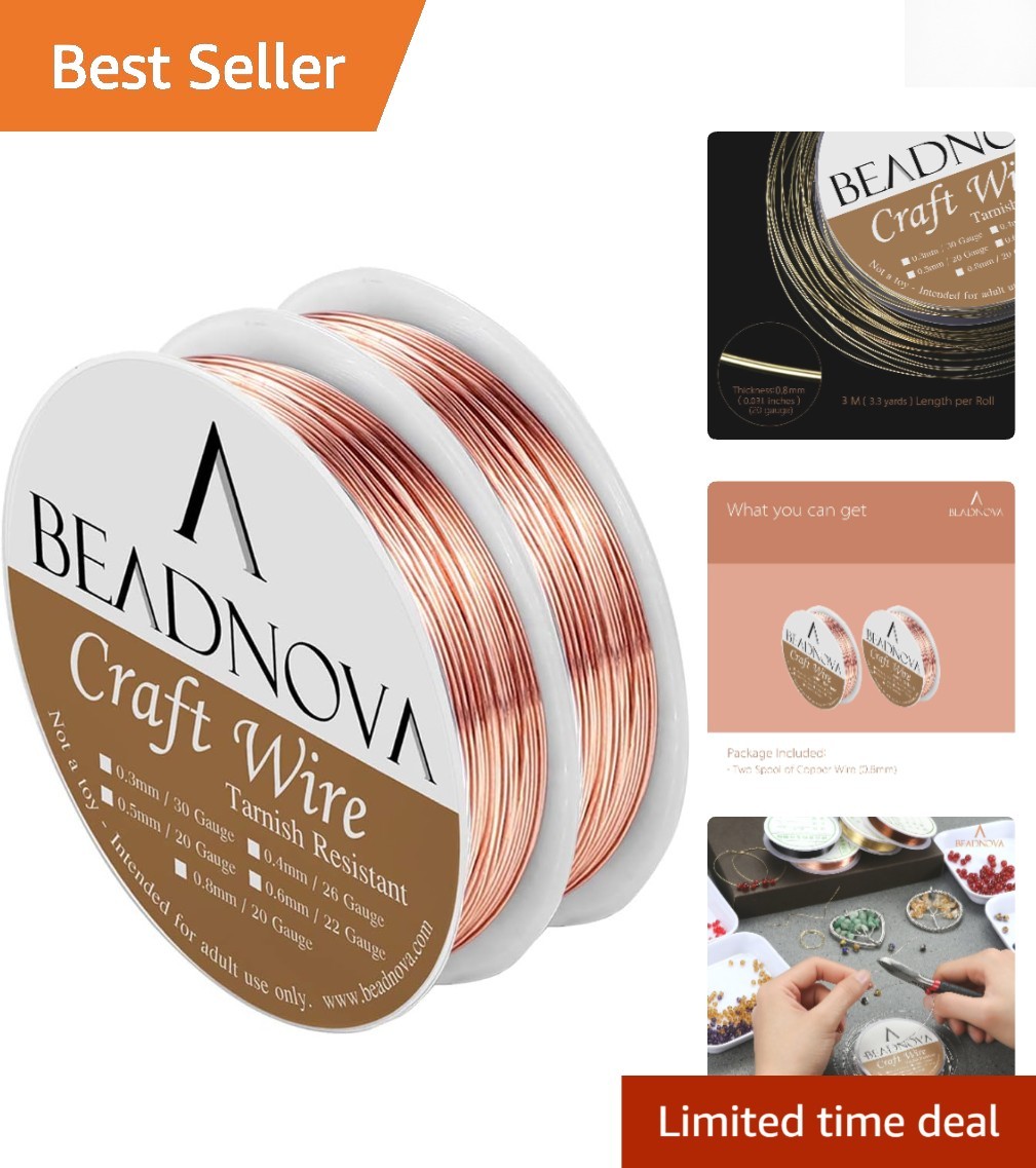 Soft Temper 20 Gauge Tarnish Resistant Copper Wire for Crafting & Jewelry, 6m