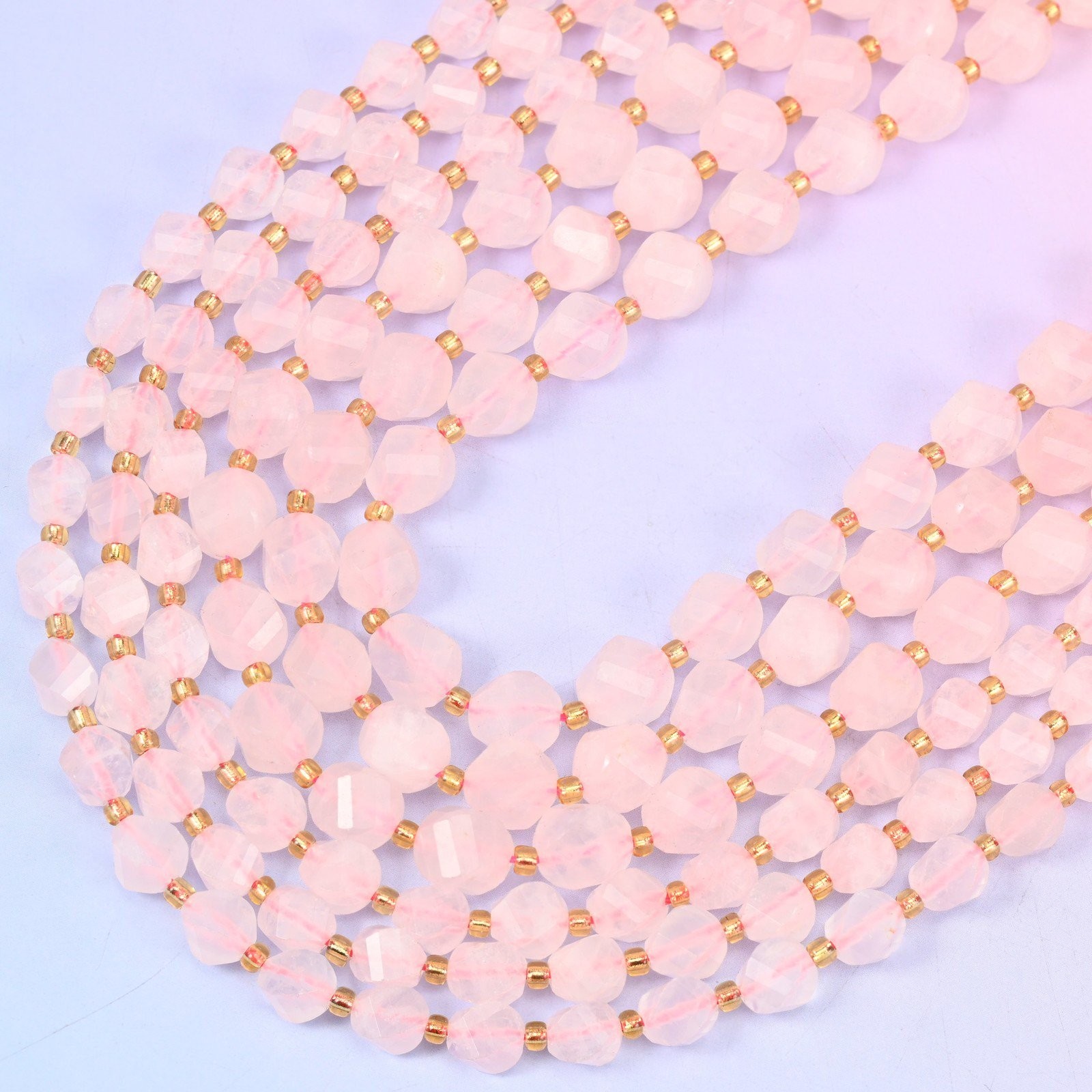 Rose Quartz Faceted Spiral Twist Beads: Size 8mm 10mm, Jewelry Making