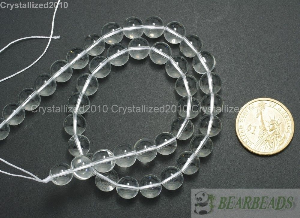 100pcs Clear Glass Crystal Quartz Gemstones Smooth Round Ball Spacer Beads Pick