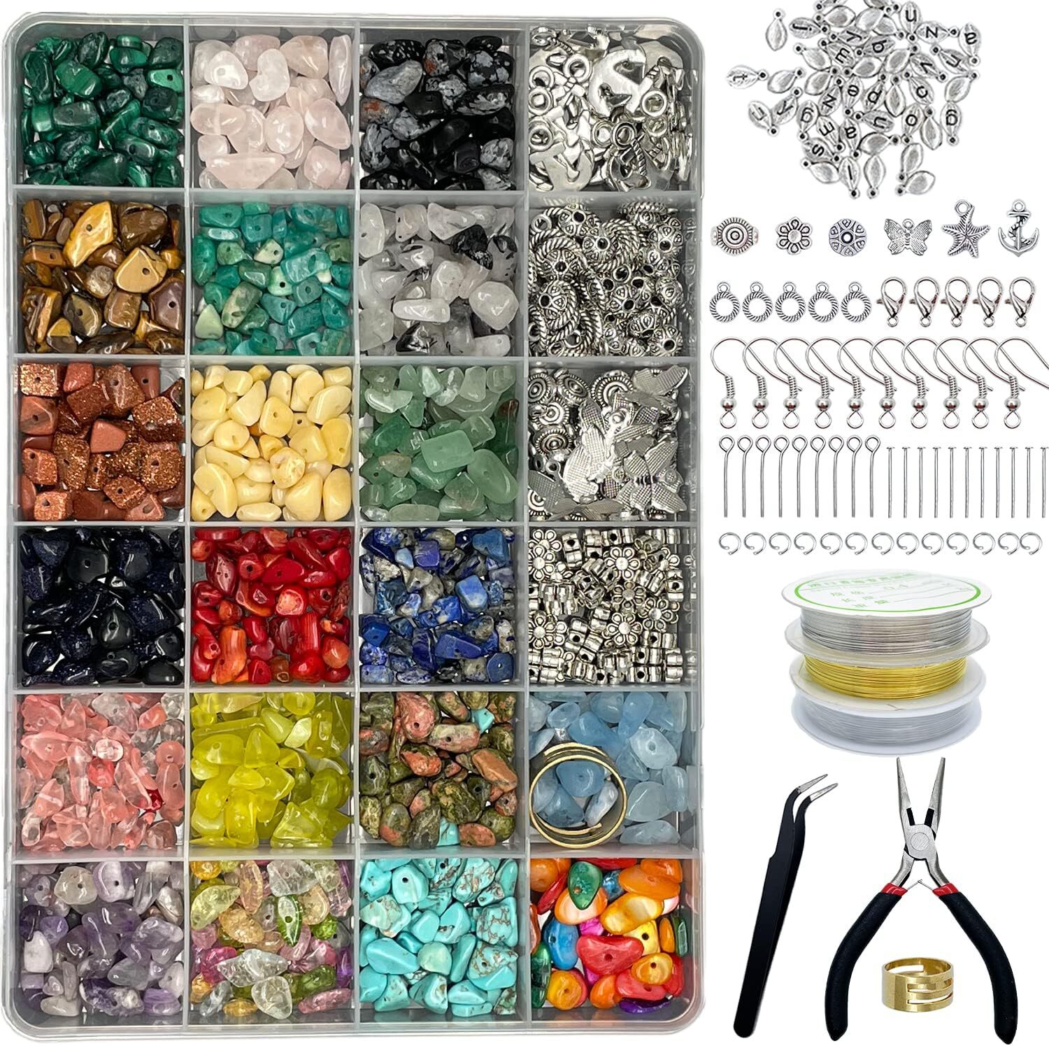 Jewelry Making Supplies Kit 1587 Pcs Beads Crystal Pliers Beading Wire Earring