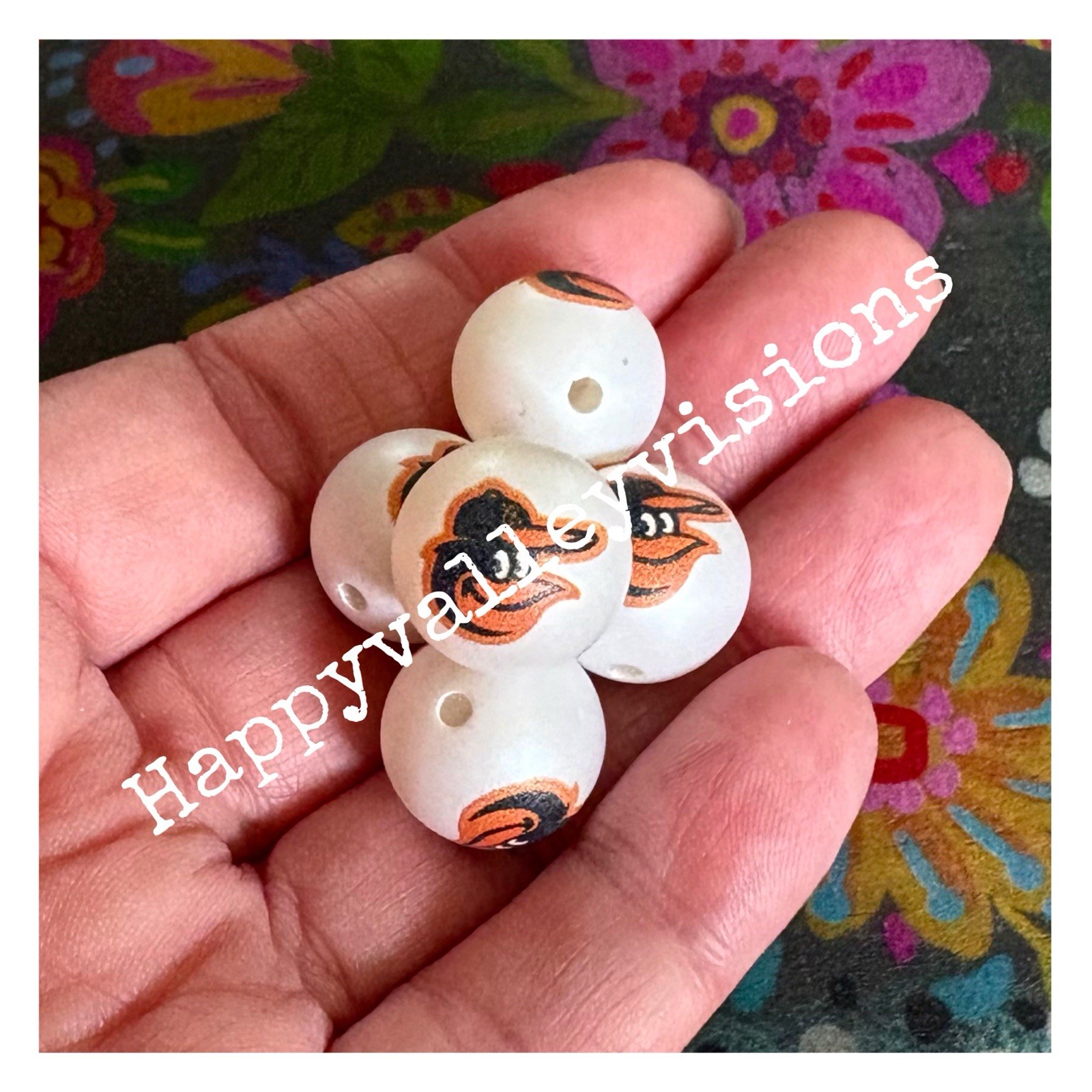 5 Piece BALTIMORE BASEBALL Team Acrylic Focal Beads 16mm NEW Sports Style 1