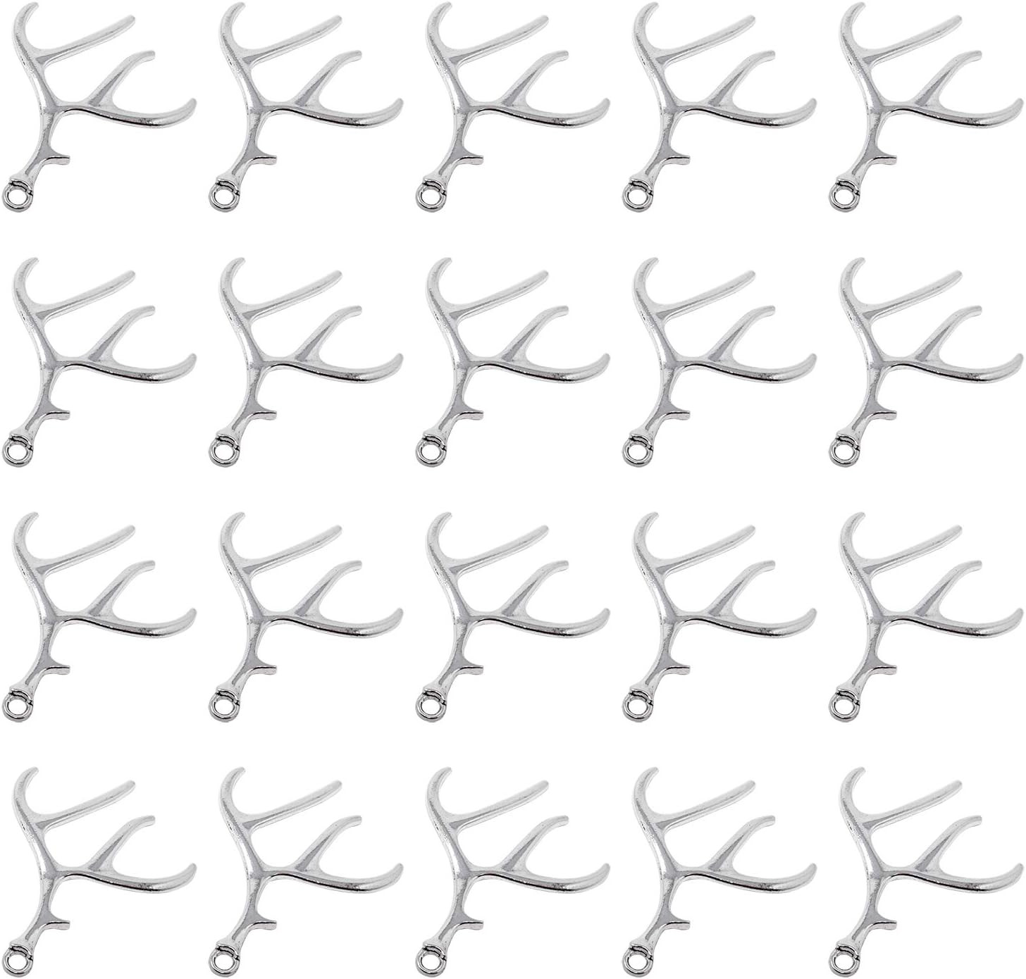 20PCS Alloy Deer Antler Charms Pendant – Big Horn, Cute Elk Horn, Christmas Rein