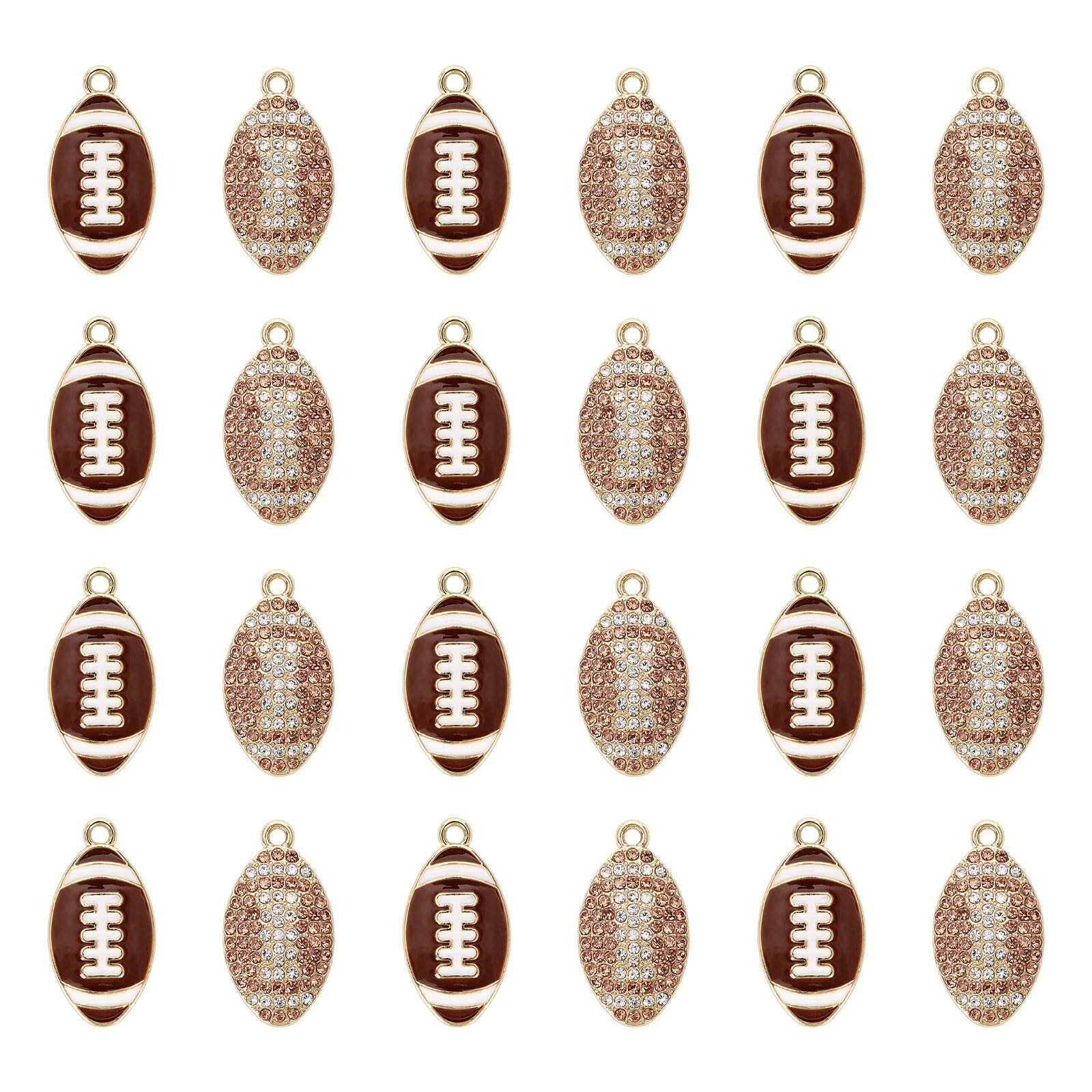WATMTIN 24 Football Charms Enamel Rhinestone Pendant Jewelry Making DIY Gift