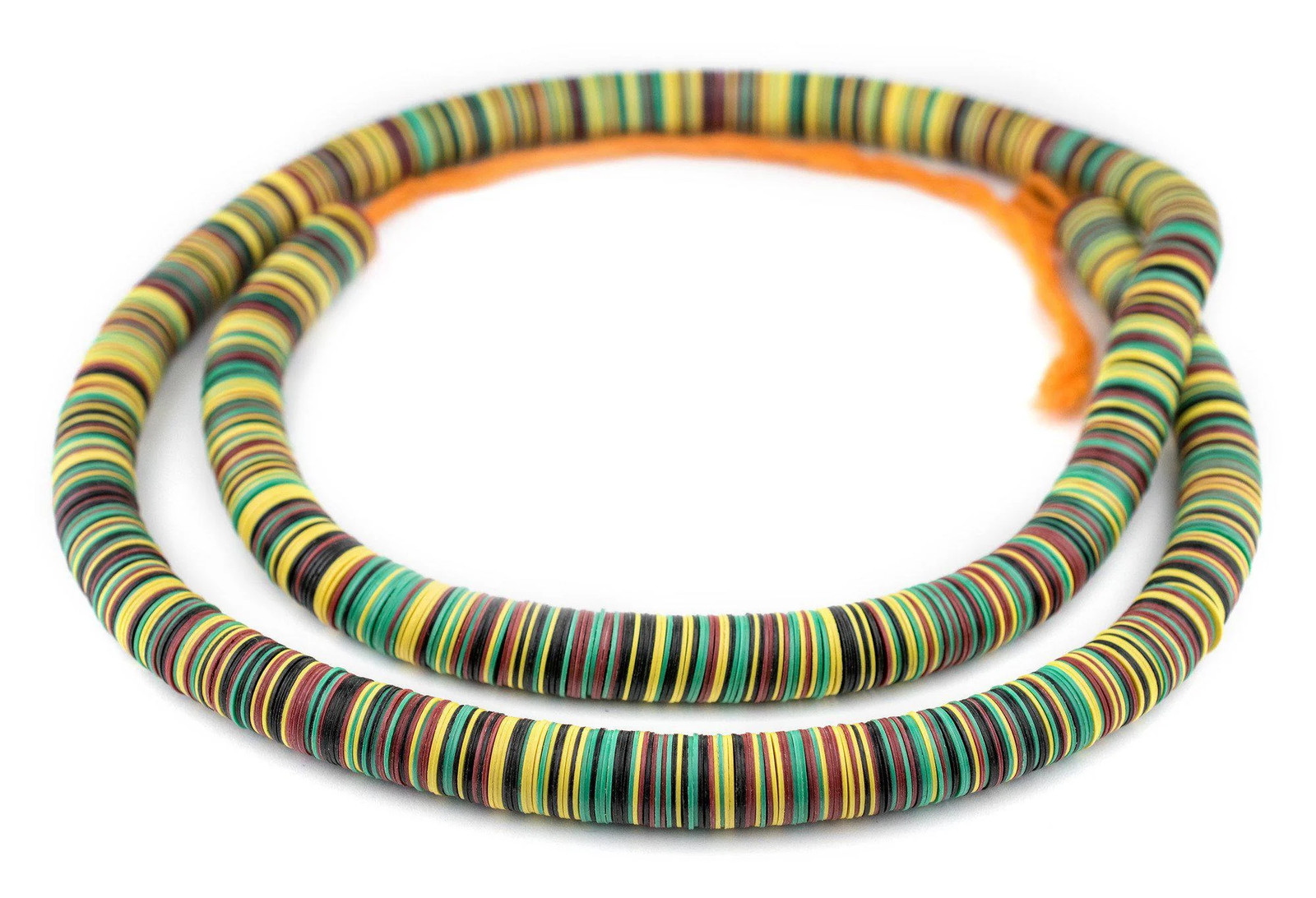 Earth Medley Vinyl Phono Record Beads 14mm Ghana African Multicolor Disk