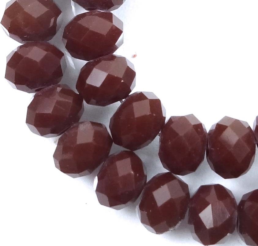 50 Faceted Glass Rondelle Beads 6x4mm – Opaque Brown
