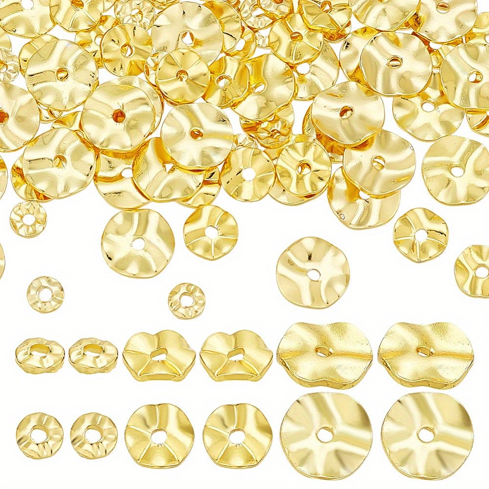 1set 90pcs 3 styles Brass Spacer Beads Flat Round Shape Long-Lasting