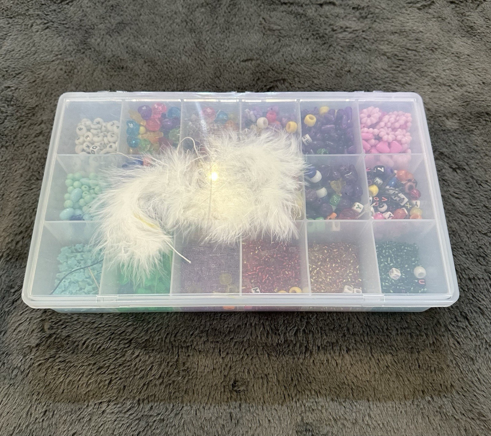 Plastic Multicolor Bead Assortment Kit w/ Letter & Flower Beads, 2-2.9mm