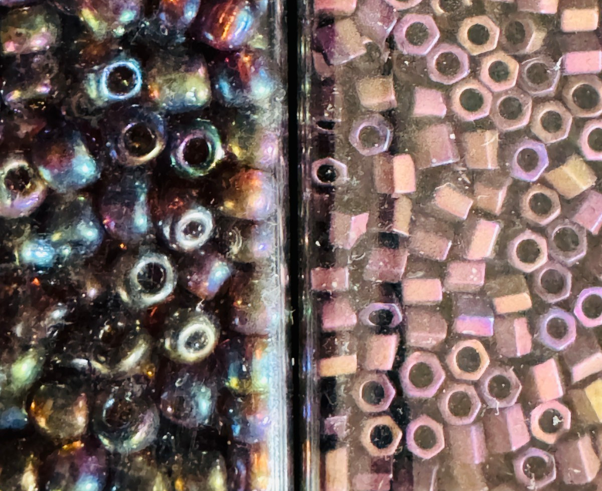 Glass Seed Bead Lot 26 Tubes – Iridescent Neon Mix Different Sizes NOS