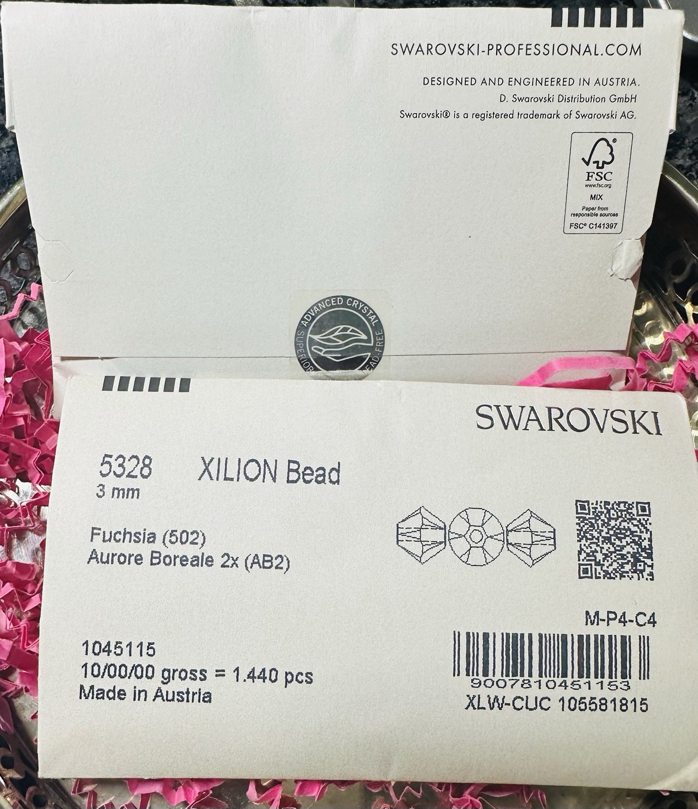 Swarovski 5328 3mm Fucshia AB 2X sealed pack 1440 pcs