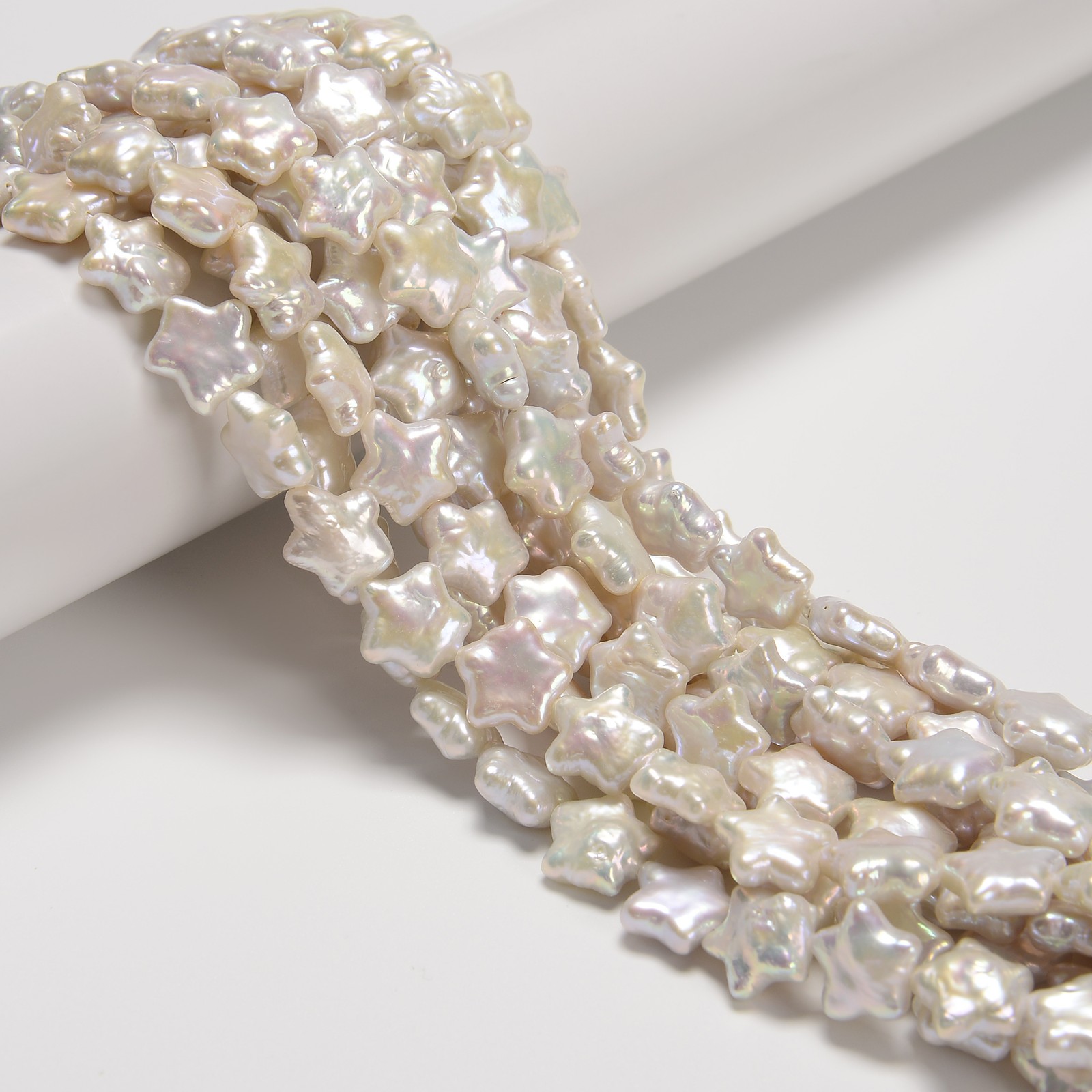 Natural White Fresh Water Pearl Star Shape Beads Size 11-12mm 16″ Strand