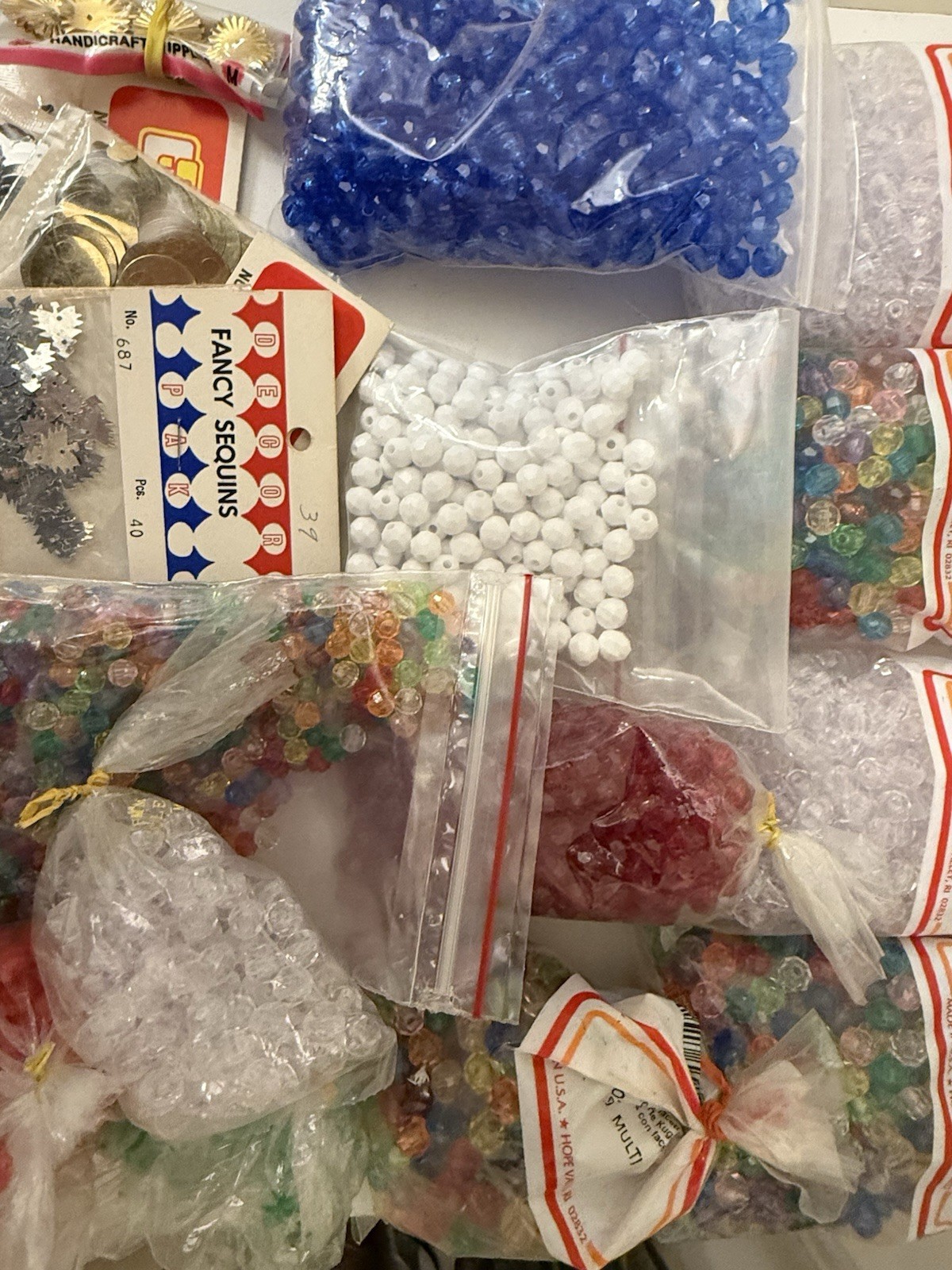 Large LOT Beadery Faceted Plastic Beads Colors & Sunlyn Sequins Push Pin Crafts