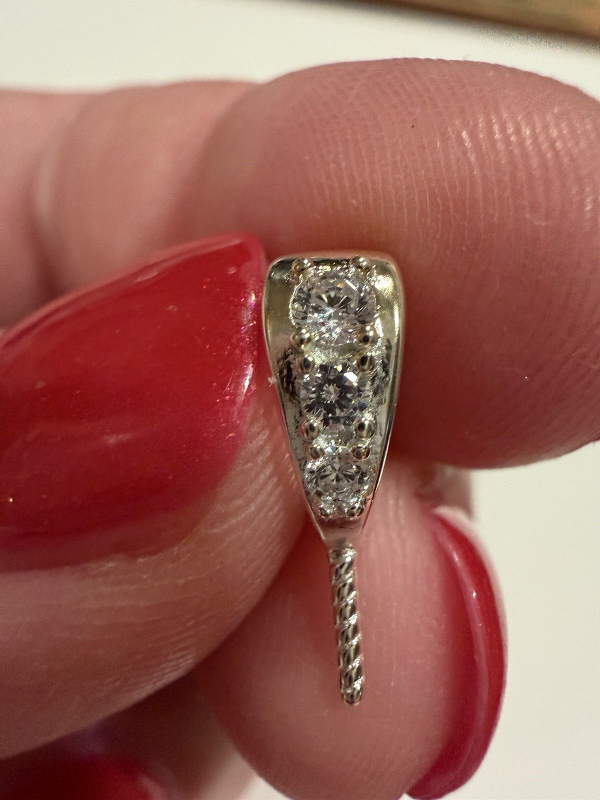Fine 925 Sterling Silver CZ Pendant Connector Bail Clasp with Pin #99768