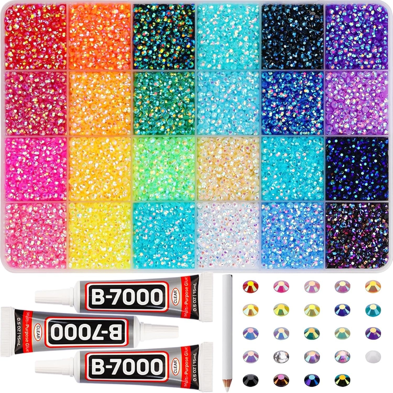 32000Pcs 3mm Rainbow Jelly Rhinestones Gems for Bedazzling Crafting, Colorful…