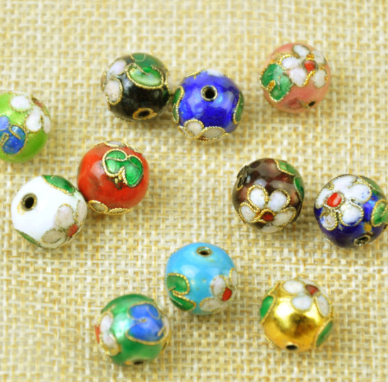 6mm 8mm 10mm 12mm 14mm Cloisonne flower silk Loose spacer copper Beads
