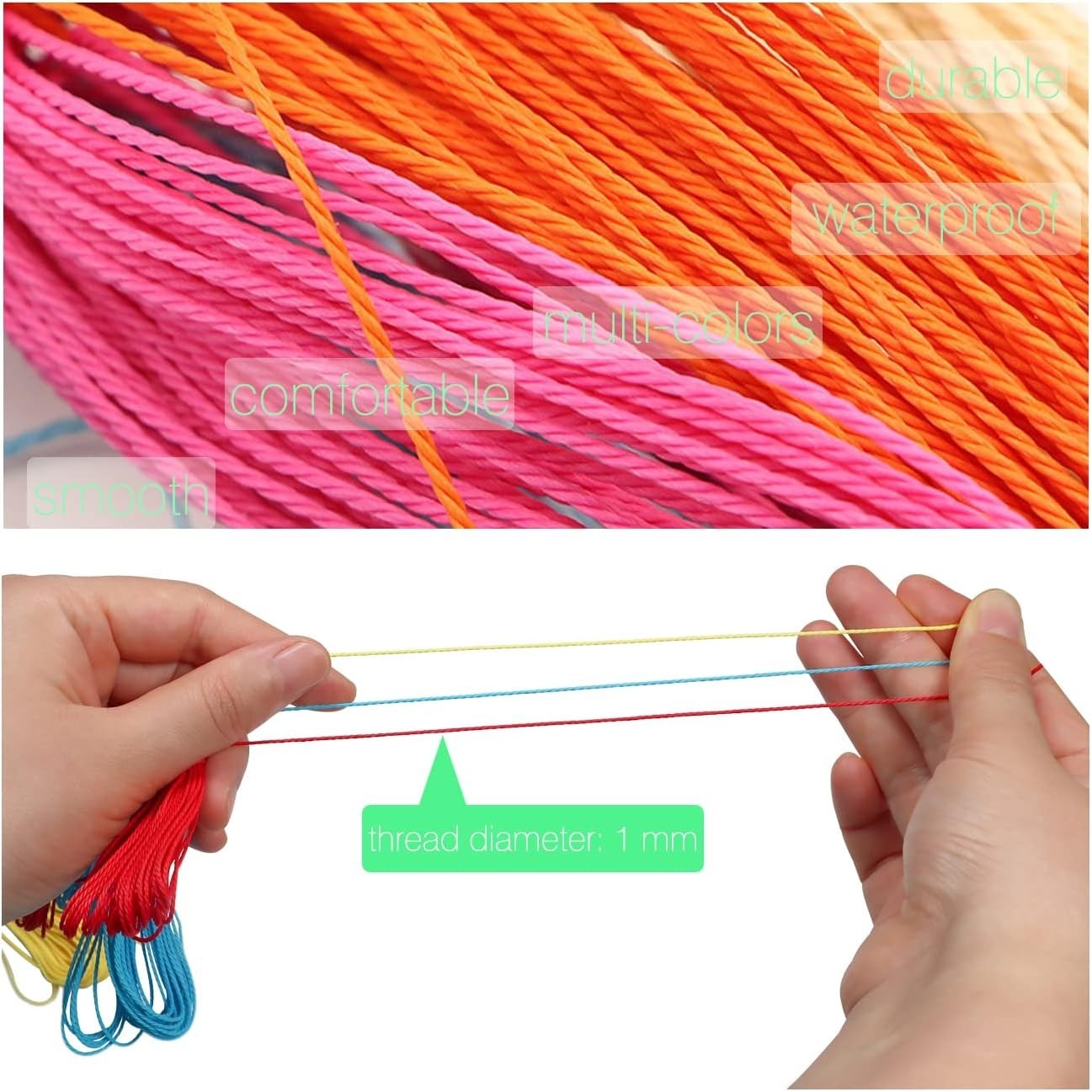 40 Colors 1mm Waxed Polyester Cord 437 Yard for Bracelet Necklace DIY