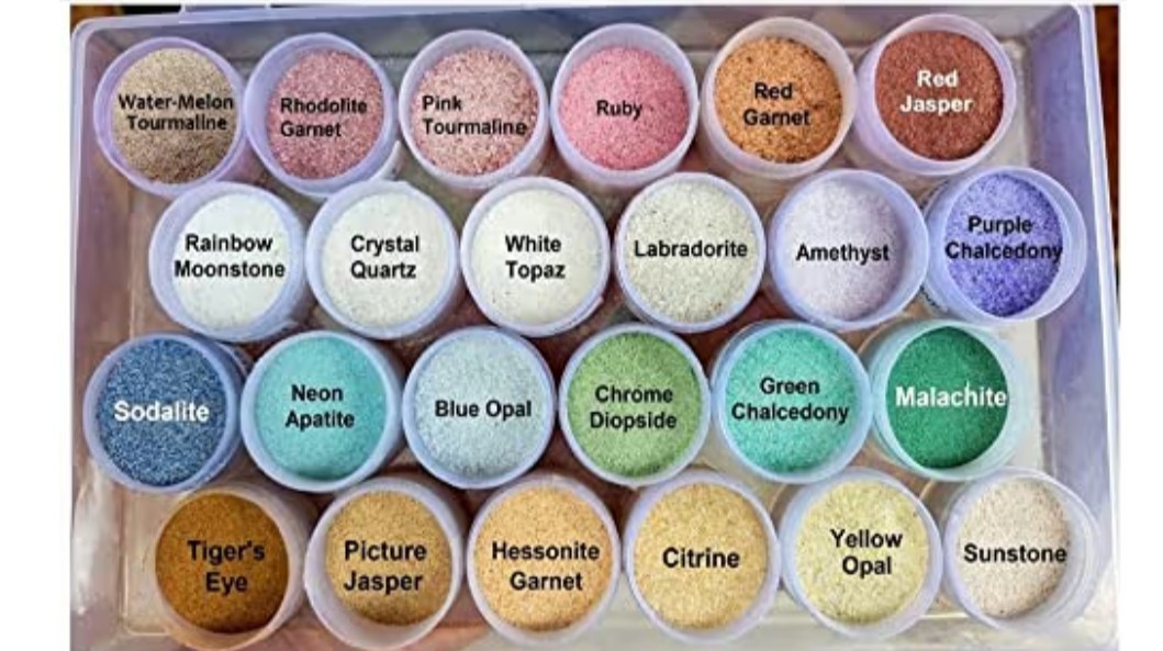 Set of 24 Natural Gemstone Dust Powder 25 Ct. in Each Stone for Jewelry Making