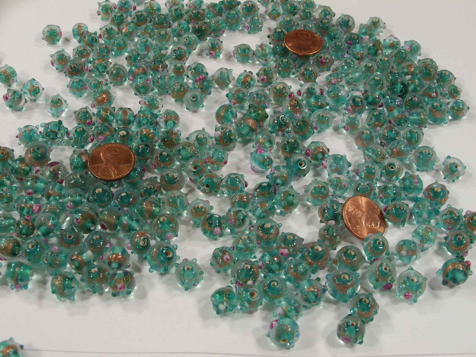 2 Pounds Teal India Handmade Fancy Bumpy Glass Beads Wholesale Bulk (HQP-1) ⭐