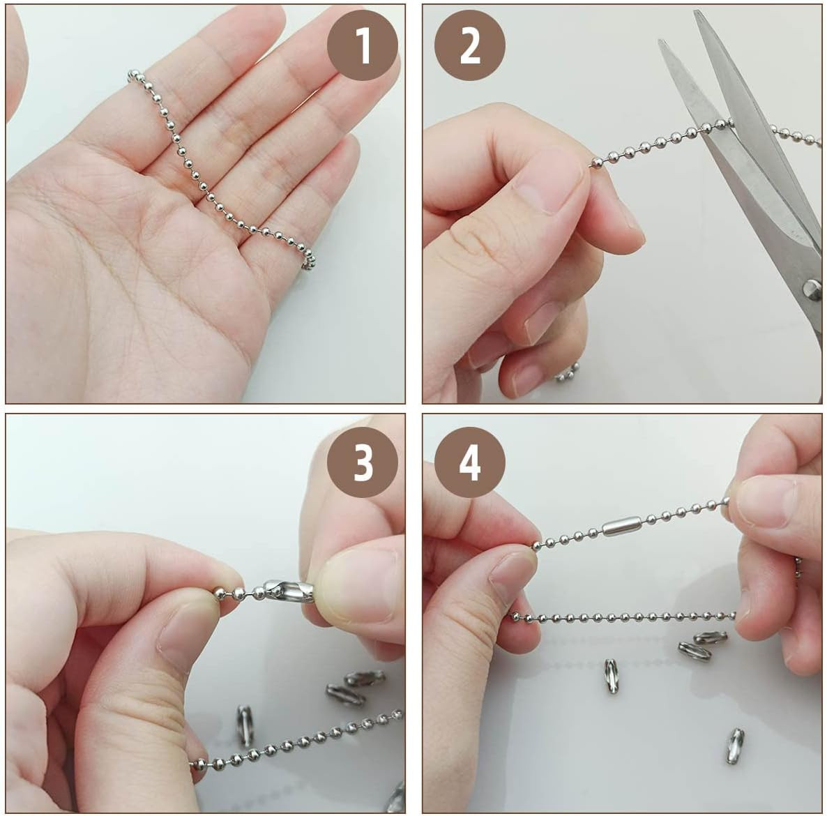 32.8 Feet Stainless Steel Ball Beaded Chain Necklace Chains for Making Jewelry w