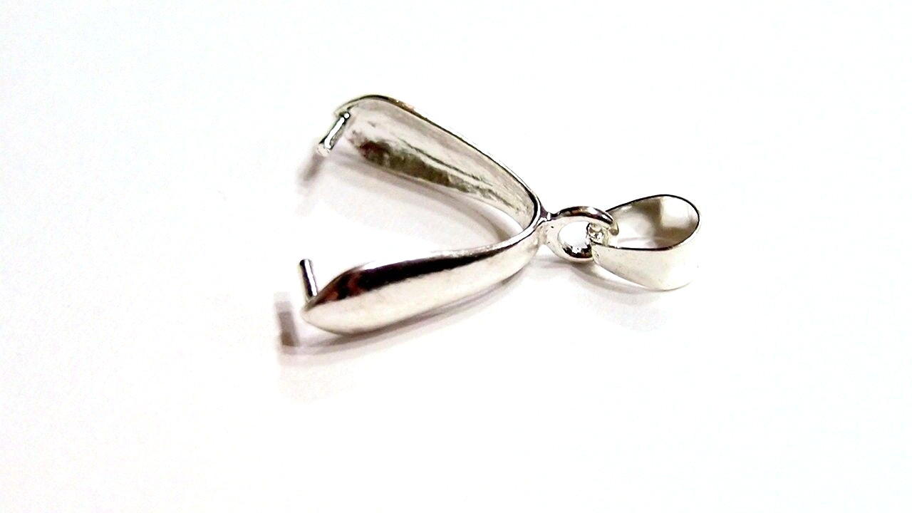 20 Large Silver Pinch Bails 25x10mm for Cameos, Cabochons, Glass, Beads, Nice