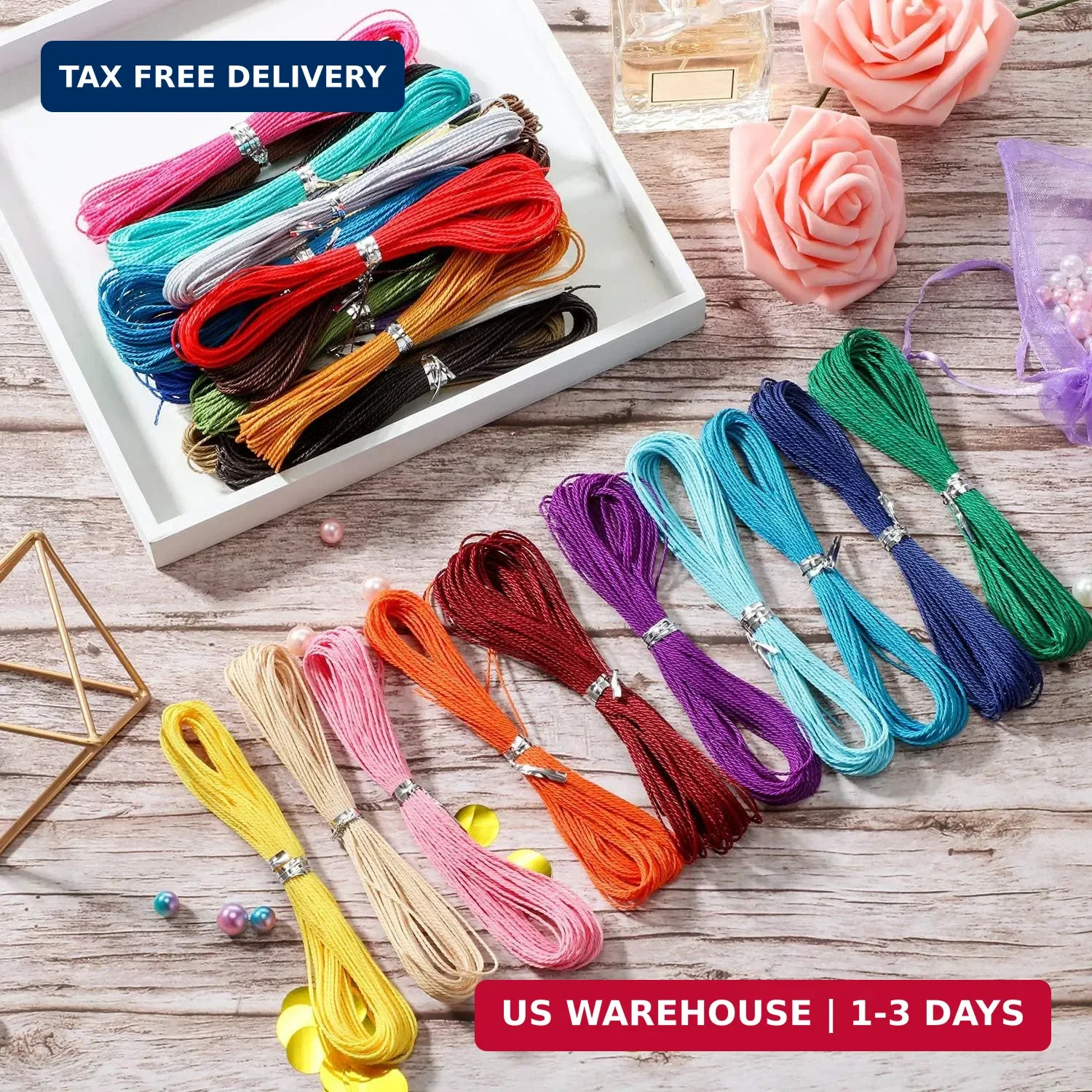 Boao 30 Colors 1mm Waxed Polyester Cord 328 Yard Waxed Thread Bracelet Wax Cord