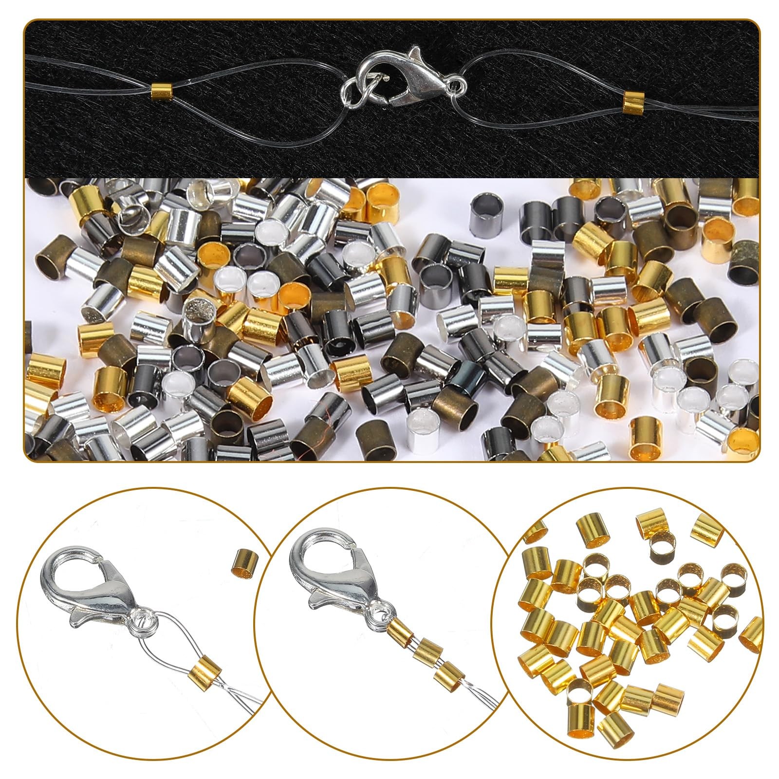 Tyqour 2000pcs Crimp Beads for Jewelry Making 2mm Crimping Beads Stopper Crim…