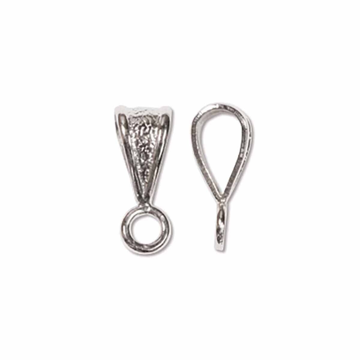 Bail, 12 Antiqued Silver 9mm Textured Pendant Bails with Loop