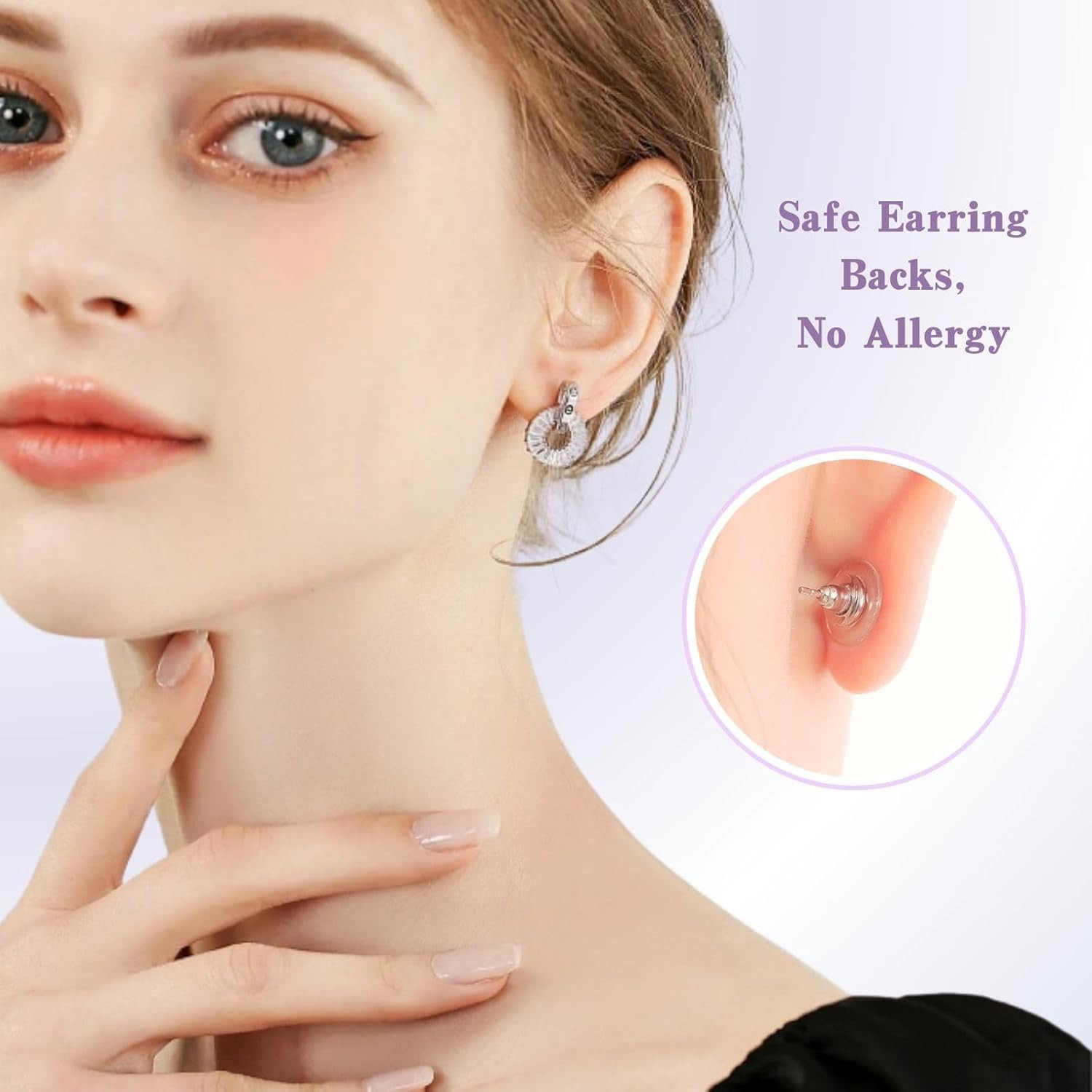 Fishhook Earring Backs for Droopy Ears, Earring Backs Replacement, Bullet Clutch