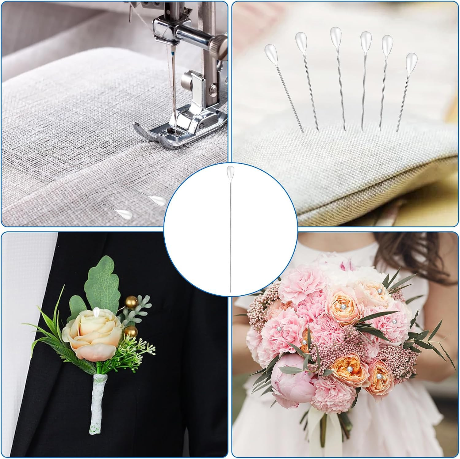 100 PCS Pearl Head Pins, 2 Inch Corsage Boutonniere Pins Straight Pin