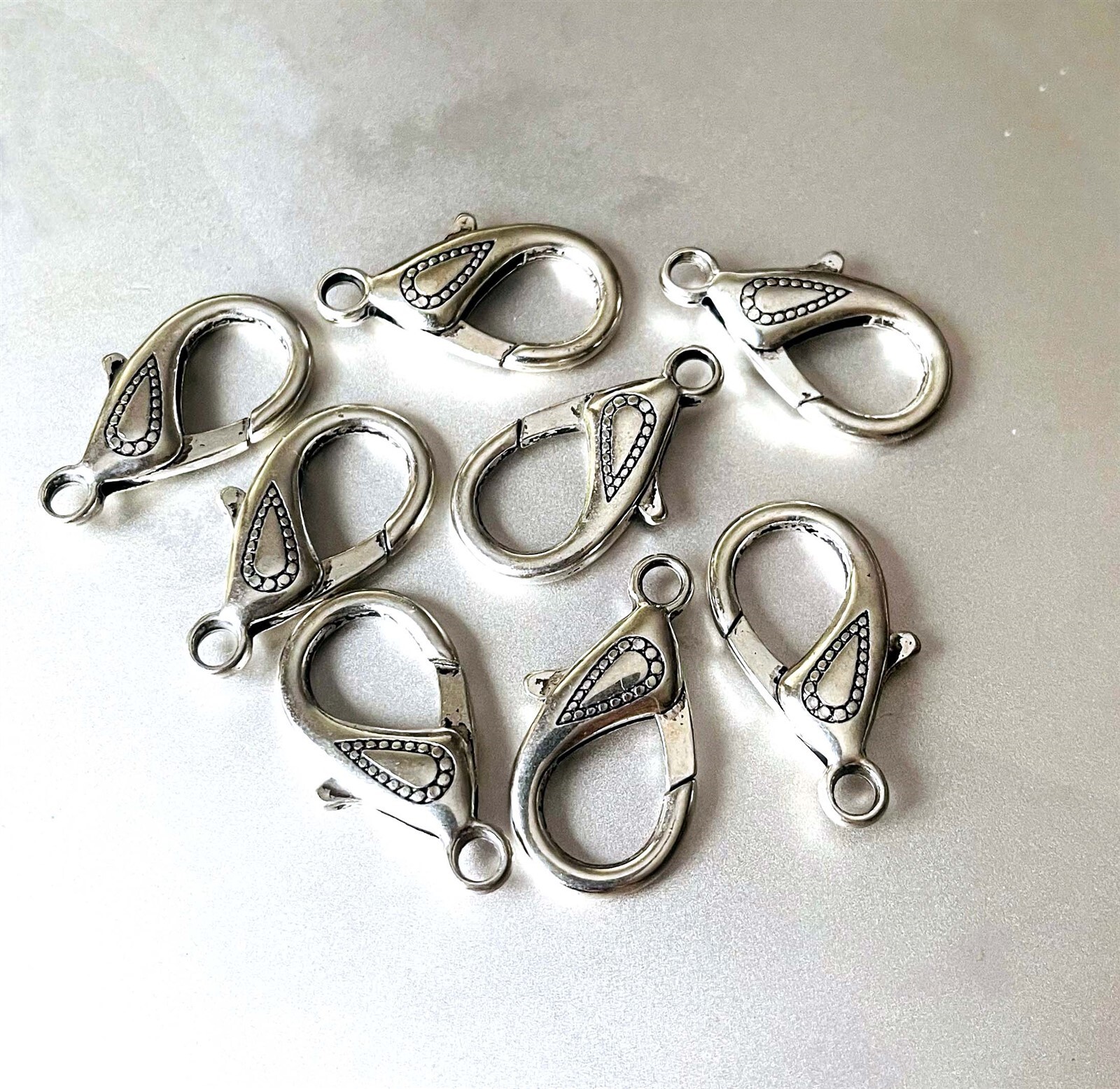 4 Antiqued Silver Pewter X-Large Lobster Claw Clasps 31x16mm