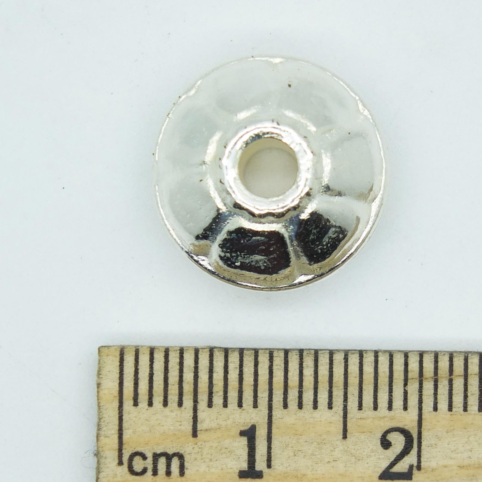 16mm Wagon Wheel Metalized Large Hole Beads Bright Silver Finish pk/8
