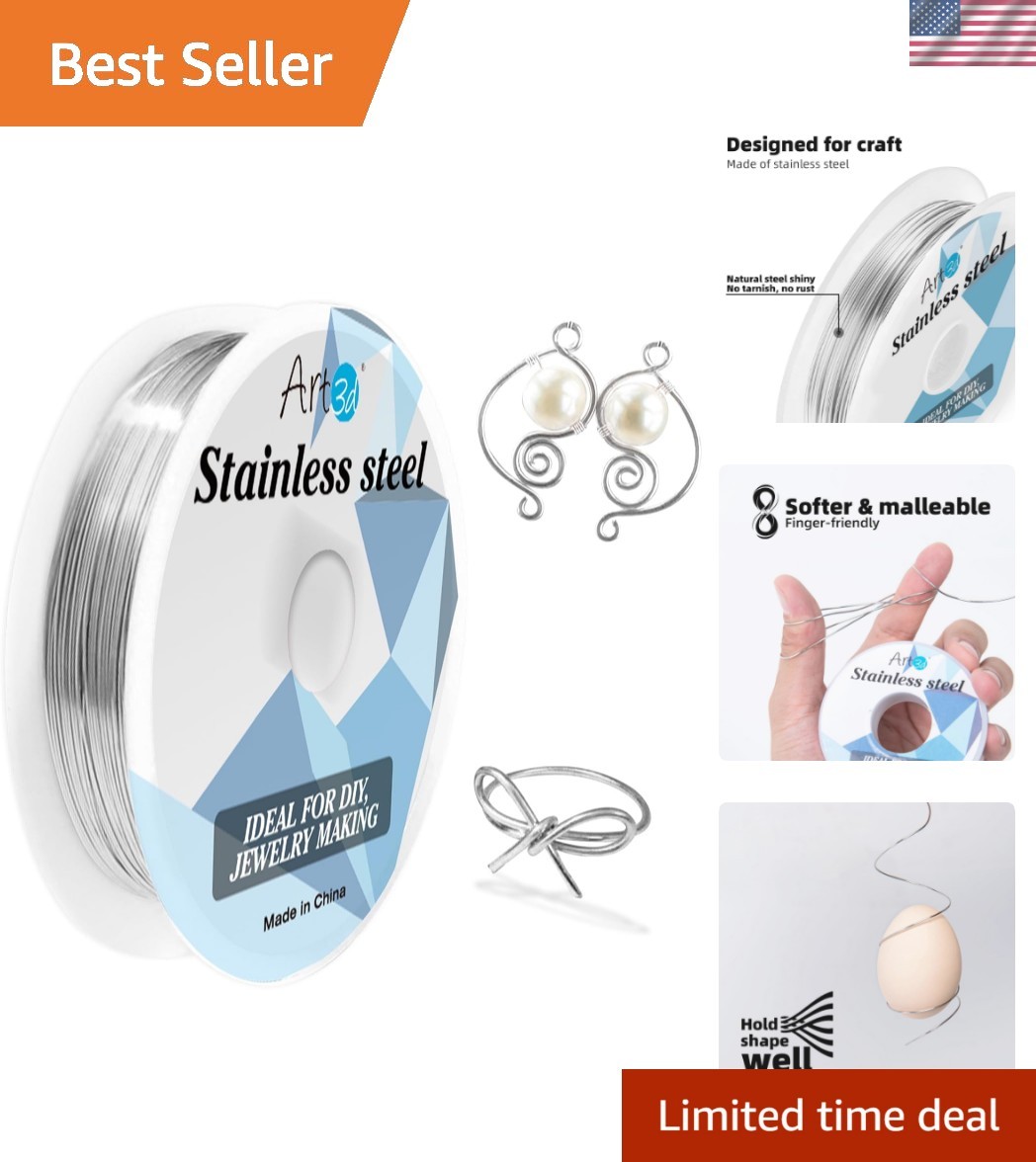 20 Gauge Stainless Steel Wire – 120 FT Bendable Crafting Wire for Jewelry Making