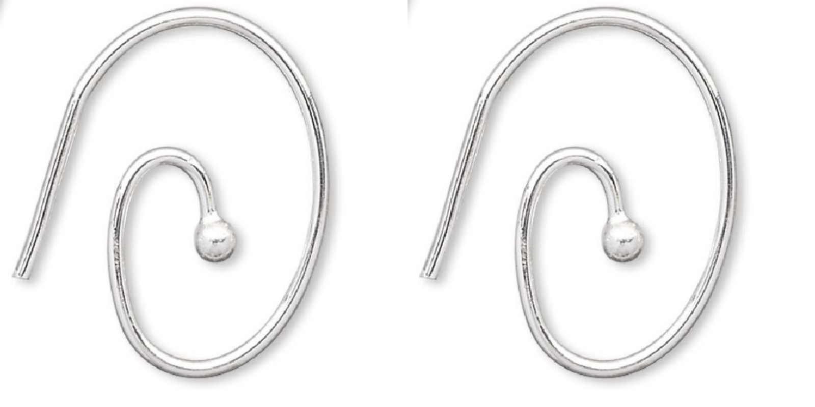 10 OR 100 Silver Plated Brass 16x12mm Oval Swirl Open Loop Earwire Earrings