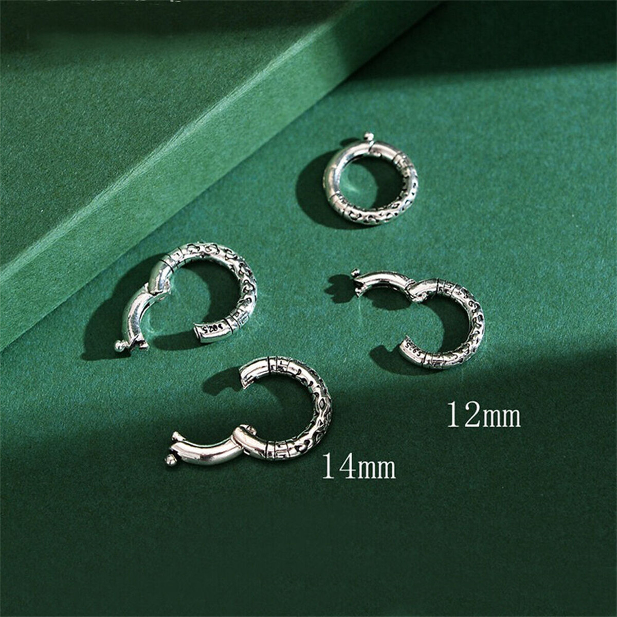 1pc 12mm/14mm Sterling Silver Spiral Spring Ring Clasp for Bracelet Necklace