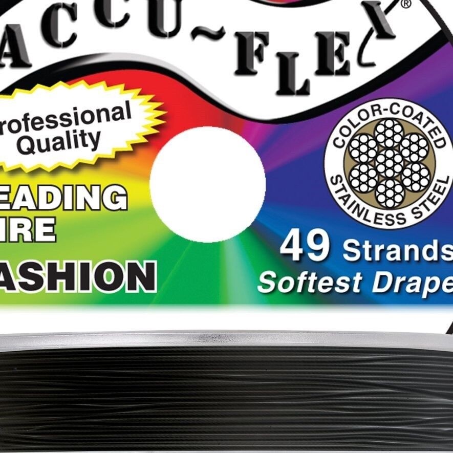 30 Foot Spool 49 Strand Accu-Flex Jet Black 0.019″ Diameter Beading Wire NS