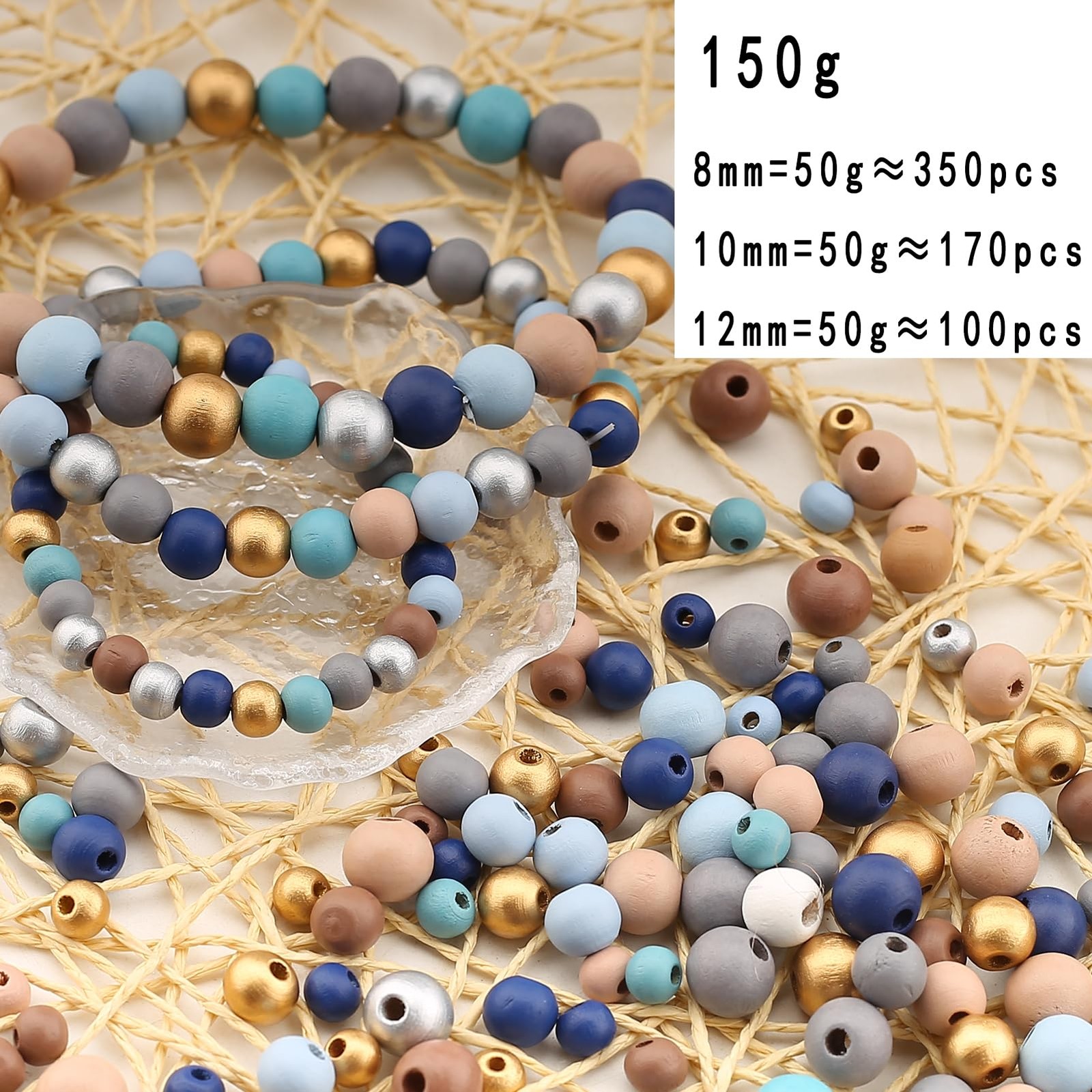 620Pcs Colorful Round Wooden Beads Assorted Color Natural Wooden Beads Blue F…