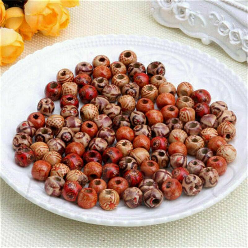 Wooden Beads Mixed BOHO 100pcs for Macrame Charms Large Hole Crafts