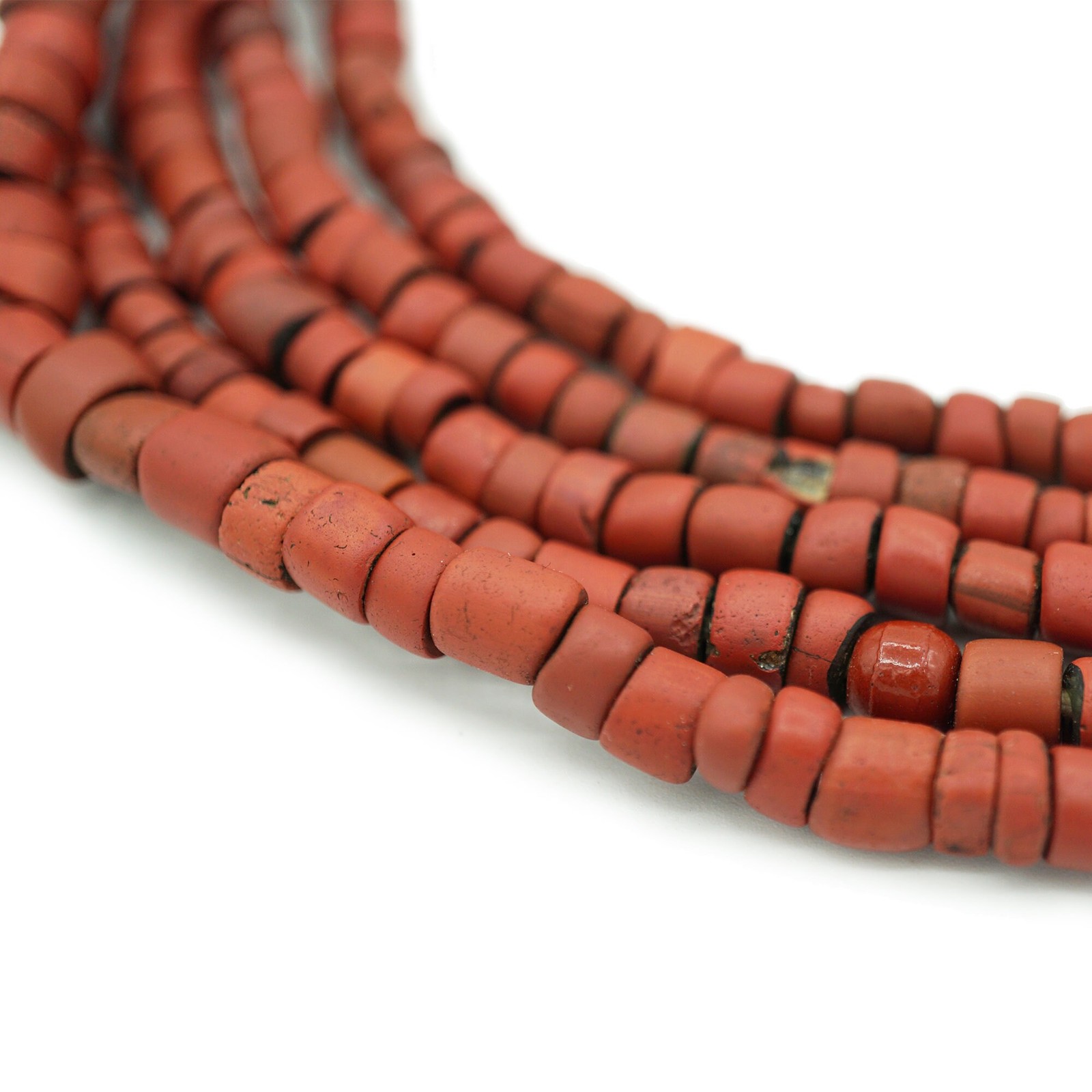 Brick Red Venetian Green Heart Beads 6-12mm ( 1264A215) African