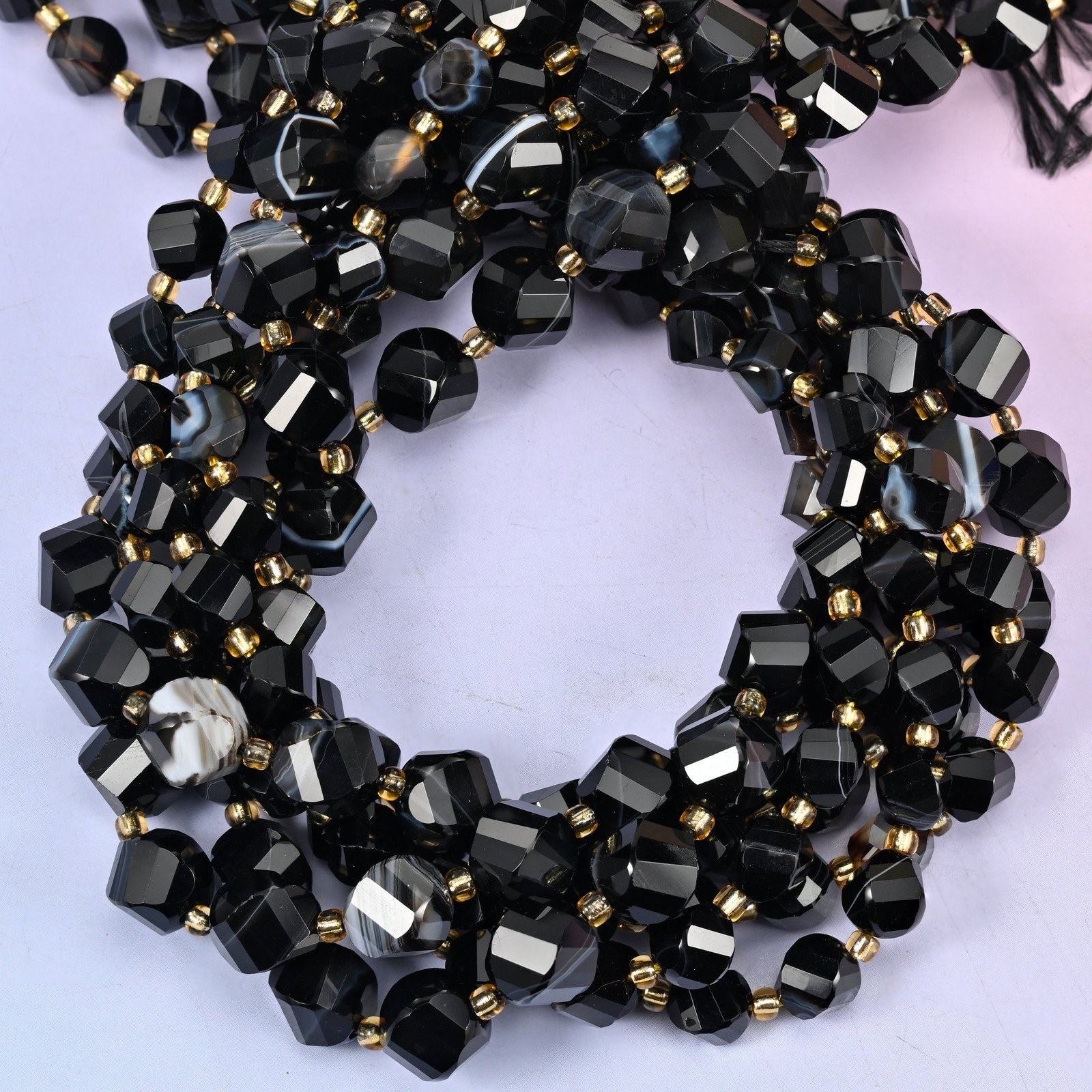 Dyed Black Strip Agate Faceted Spiral Twist Beads: Size 8mm 10mm, Jewelry…