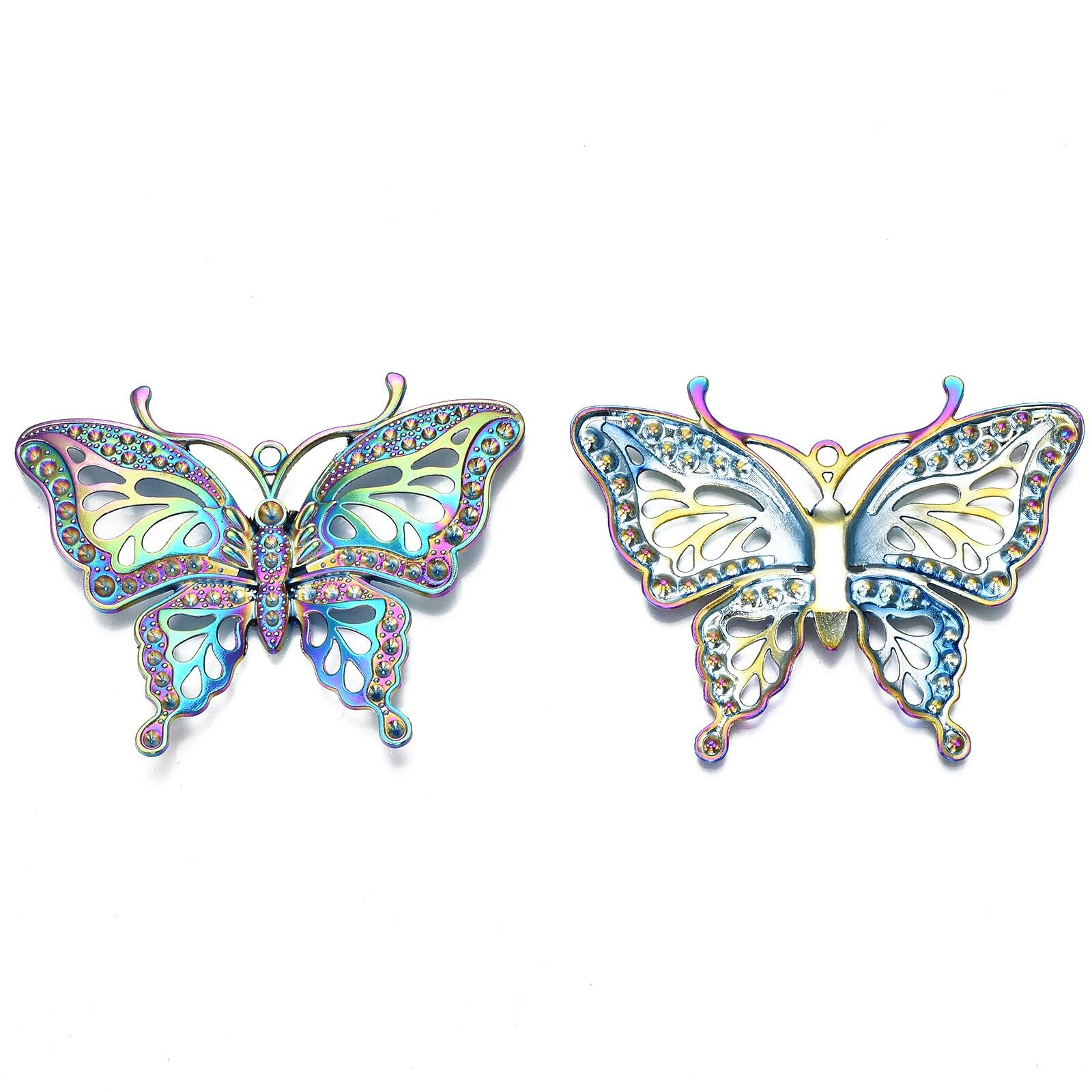 20Pcs Nickel Free Multi-color Butterfly Alloy Big Pendant Rhinestone Settings