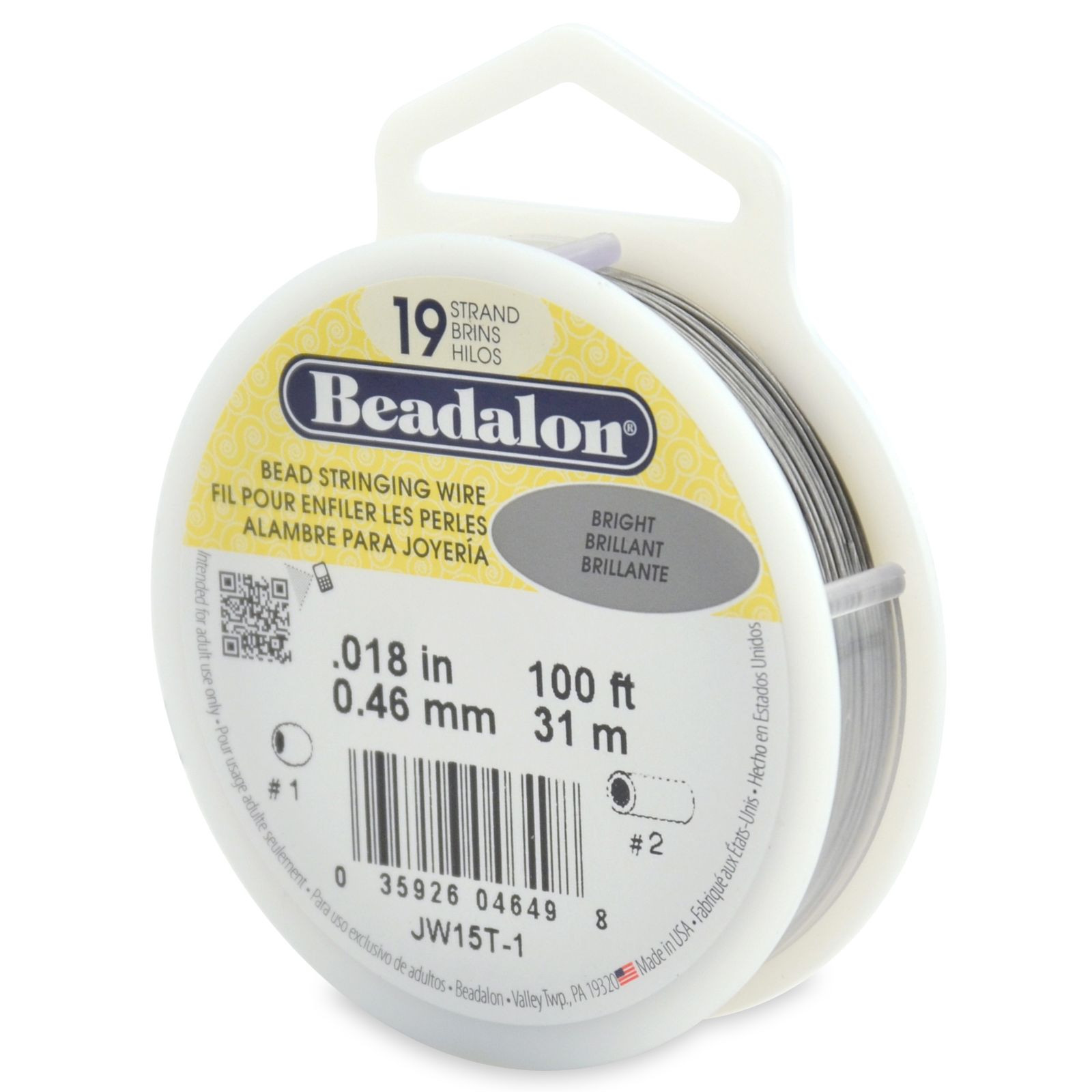 Beadalon Bead Stringing Wire 19 Strand 30/100 FT. BRIGHT Various Sizes + Colors