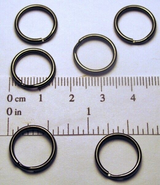 4 Key Rings 15mm Approx 5/8″ Split Ring Gun Metal Black Finish Steel Findings
