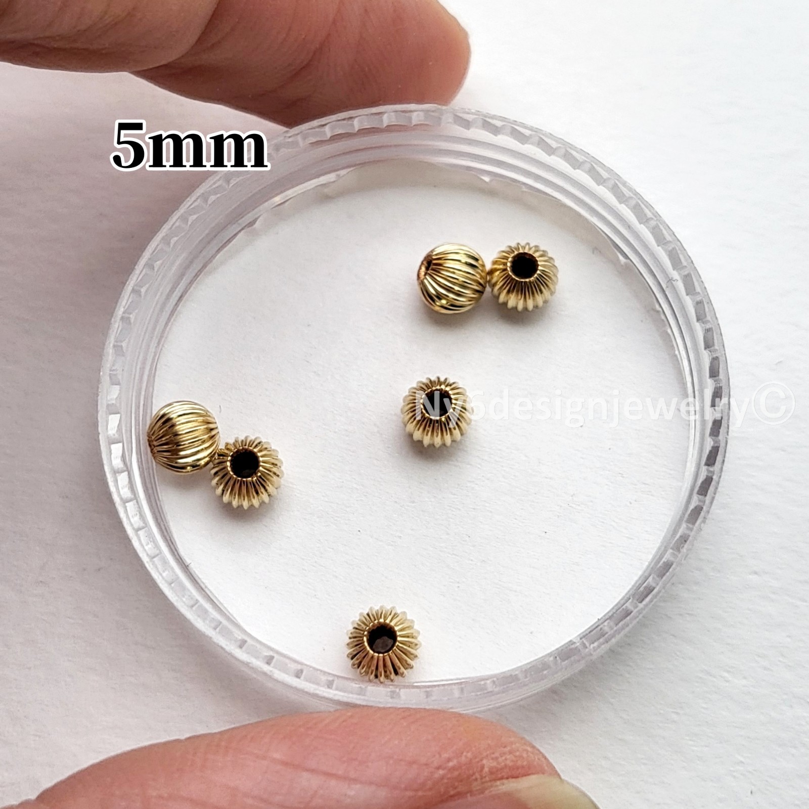 14K Gold Filled Straight Corrugated Round Beads Jewelry Making 3mm 4mm 5mm 6mm