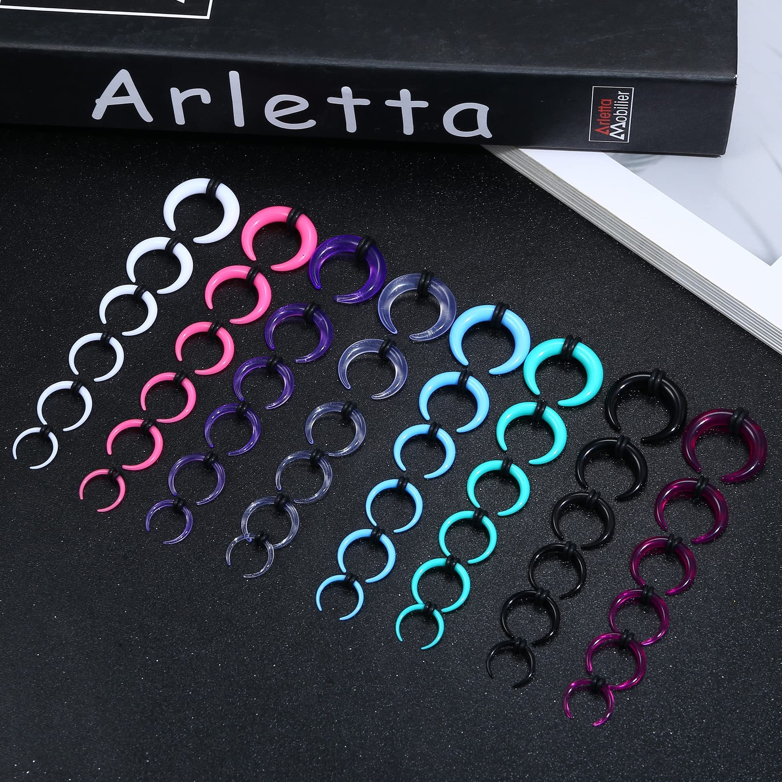YADOCA 48Pcs Acrylic Septum Stretching Kit 14G 12G 10G 8G 6G 4G 4G, A