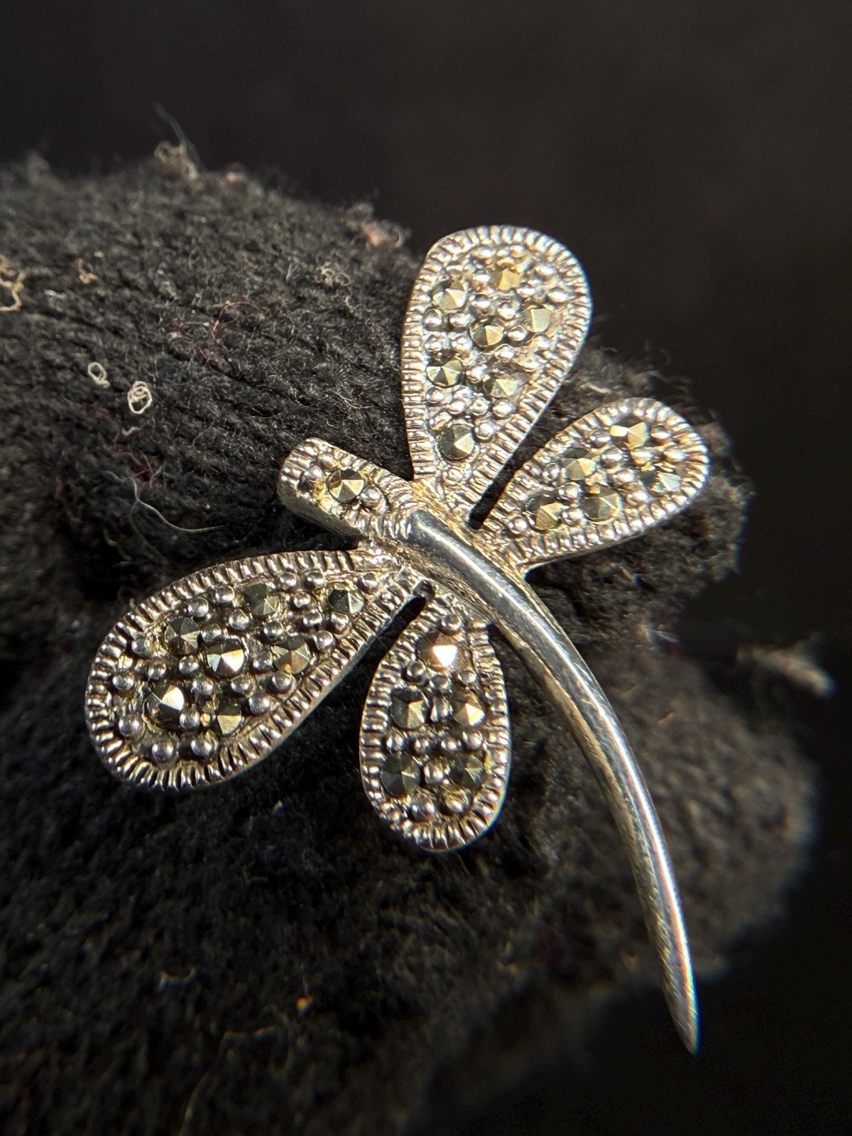 Sterling Silver Marcasite Dragonfly Pendant 925
